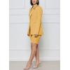 imagechouyatou Womens 2 Piece Outfits Candy Color One Button Blazer Jacket Shorts Office Work Set