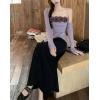 imagechouyatou Womens 2 Piece Outfits Cute Shrug Cardigan Sweater and 3D Flower Irregular Ribbed Knit Tube Top Sets