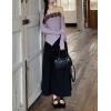 imagechouyatou Womens 2 Piece Outfits Cute Shrug Cardigan Sweater and 3D Flower Irregular Ribbed Knit Tube Top Sets