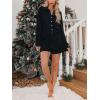 imagechouyatou Womens 2 Piece Outfits Long Sleeve Button Up Tops and Shorts Pajama Set Loungewear