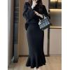 imagechouyatou Womens 2 Piece Outfits Long Sleeve Pullover Sweater and Package Hip Mermaid Midi Long Skirt Sets
