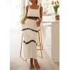 imagechouyatou Womens 2 Piece Outfits Sleeveless Cropped Tank Top and Elastic Waist Midi Skirt Cotton Linen Pajama Sets