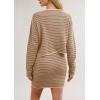 imagechouyatou Womens 2 Piece Sets Striped Ribbed Knit Button Down Cardigan and Mini Bodycon Skirt Outfits