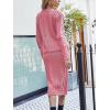 imagechouyatou Womens Cable Knit V Neck Sweater Midi Pencil Skirt Set 2 Piece Outfits