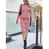 imagechouyatou Womens Cable Knit V Neck Sweater Midi Pencil Skirt Set 2 Piece Outfits