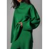 imagechouyatou Womens Casual 2 Piece Outfits Knitted Mock Neck Irregular Sweater Wide Leg Pants Set