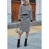 imagechouyatou Womens Houndstooth 2 Piece Sweater Skirt Set Pullover Sweater Midi Pencil Skirt Sets