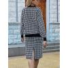 imagechouyatou Womens Houndstooth 2 Piece Sweater Skirt Set Pullover Sweater Midi Pencil Skirt Sets