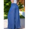 imagechouyatou Womens Smocked High Waisted Wide Leg Pants Jeans Waist Denim Palazzo Pants