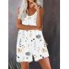 imagechouyatou Womens Spaghetti Strap Wide Leg Jumpsuit Boho Floral Print Loose Fit Romper Shorts
