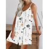 imagechouyatou Womens Spaghetti Strap Wide Leg Jumpsuit Boho Floral Print Loose Fit Romper Shorts