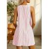 imagechouyatou Womens Summer Adjustable Strap Striped Overalls Dress Mini Beach Tank Dress with Pockets