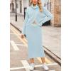 imagechouyatou Womens Turtleneck 2 Piece Outfits Loose Ribbed Knit Cross Wrap Sweater and Midi Bodycon Skirt Sets