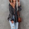 imagechouyatou Womens Vintage Spread Collar Waffle Knit Button Down Shirt Shacket JacketBlack