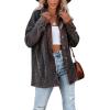 imagechouyatou Womens Vintage Spread Collar Waffle Knit Button Down Shirt Shacket JacketBlack