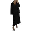 imagechouyatou Womens 2 Piece Knitted Sets Polo Collared Sweater Long Bodycon Skirt Two Piece Sweater Skirt Outfits