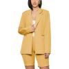 imagechouyatou Womens 2 Piece Outfits Candy Color One Button Blazer Jacket Shorts Office Work Set