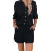 imagechouyatou Womens 2 Piece Outfits Long Sleeve Button Up Tops and Shorts Pajama Set Loungewear
