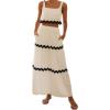 imagechouyatou Womens 2 Piece Outfits Sleeveless Cropped Tank Top and Elastic Waist Midi Skirt Cotton Linen Pajama Sets