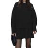 imagechouyatou Womens 2 Piece Sweater Skirt Sets Casual Loose Pullover Tops Mini Knitted Skirt Two Piece Outfits