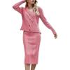 imagechouyatou Womens Cable Knit V Neck Sweater Midi Pencil Skirt Set 2 Piece Outfits