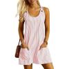 imagechouyatou Womens Summer Adjustable Strap Striped Overalls Dress Mini Beach Tank Dress with Pockets