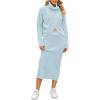 imagechouyatou Womens Turtleneck 2 Piece Outfits Loose Ribbed Knit Cross Wrap Sweater and Midi Bodycon Skirt Sets