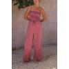 imagechouyatou Womens 2 Piece Outfit Spaghetti Strap Crop Top and Elastic Waist Wide Leg Palazzo Pants Set