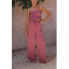 imagechouyatou Womens 2 Piece Outfit Spaghetti Strap Crop Top and Elastic Waist Wide Leg Palazzo Pants Set