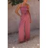 imagechouyatou Womens 2 Piece Outfit Spaghetti Strap Crop Top and Elastic Waist Wide Leg Palazzo Pants Set