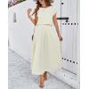 imagechouyatou Womens 2 Piece Outfits Cap Sleeve Crop Top and High Elastic Waist Pleated Swing Long Skirt Set