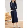 imagechouyatou Womens 2 Piece Outfits Crewneck Sweatshirt and ALine Skirt Sets Sweatsuit