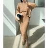 imagechouyatou Womens Cable Knit 2 Piece Outfits Crop Sweater Hoodie and Package Hip Bodycon Midi Skirt Sets