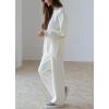 imagechouyatou Womens Casual 2 Piece Outfits Knitted Mock Neck Slit Sweater Wide Leg Pants Set Loungewear