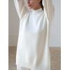 imagechouyatou Womens Casual 2 Piece Outfits Knitted Mock Neck Slit Sweater Wide Leg Pants Set Loungewear