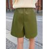 imagechouyatou Womens Casual High Elastic Waist Shorts Moto Pu Faux Leather Shorts with Pockets