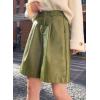 imagechouyatou Womens Casual High Elastic Waist Shorts Moto Pu Faux Leather Shorts with Pockets