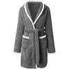 imagechouyatou Womens Color Block Plush Nightdress Hooded Loose Fit Pajama Dress Ultra Soft Bathrobe Nightgown