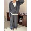 imagechouyatou Womens Fall 2 Piece Outfits Knit Pullover Sweater Sets Cardigan Wide Leg Pants Lounge Sets