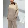 imagechouyatou Womens Fall 2 Piece Outfits Knit Sweater Sets Sweater Hoodie Wide Leg Pants Lounge Sets