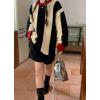 imagechouyatou Womens Fall Winter Color Block Striped Knit Loose Casual Crew Neck Pullover Sweater Jumper Top
