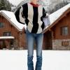 imagechouyatou Womens Fall Winter Color Block Striped Knit Loose Casual Crew Neck Pullover Sweater Jumper Top