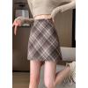 imagechouyatou Womens Fall Winter Mini Plaid Skirt High Waist Wool Blend Short ALine Bodycon Pencil Skirt