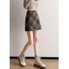 imagechouyatou Womens Fall Winter Mini Plaid Skirt High Waist Wool Blend Short ALine Bodycon Pencil Skirt