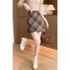 imagechouyatou Womens Fall Winter Mini Plaid Skirt High Waist Wool Blend Short ALine Bodycon Pencil Skirt