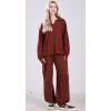 imagechouyatou Womens Fuzzy Fleece 2 Piece Lounge Pajama Sets Knit Sweater Harem Pants Matching Sets Outfits