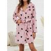 imagechouyatou Womens Fuzzy Fleece Sweet Heart Pattern Nightdress Ultra Soft Pajamas Nightgown