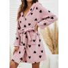 imagechouyatou Womens Fuzzy Fleece Sweet Heart Pattern Nightdress Ultra Soft Pajamas Nightgown