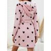 imagechouyatou Womens Fuzzy Fleece Sweet Heart Pattern Nightdress Ultra Soft Pajamas Nightgown