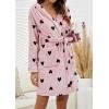 imagechouyatou Womens Fuzzy Fleece Sweet Heart Pattern Nightdress Ultra Soft Pajamas Nightgown